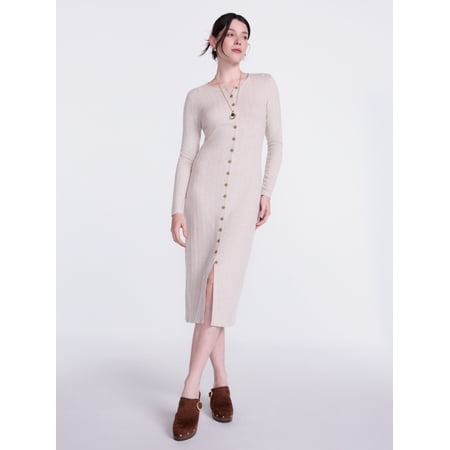 Scenario Women's Cardigan Midi Dress with Long Sleeves, Sizes XS-XXXL