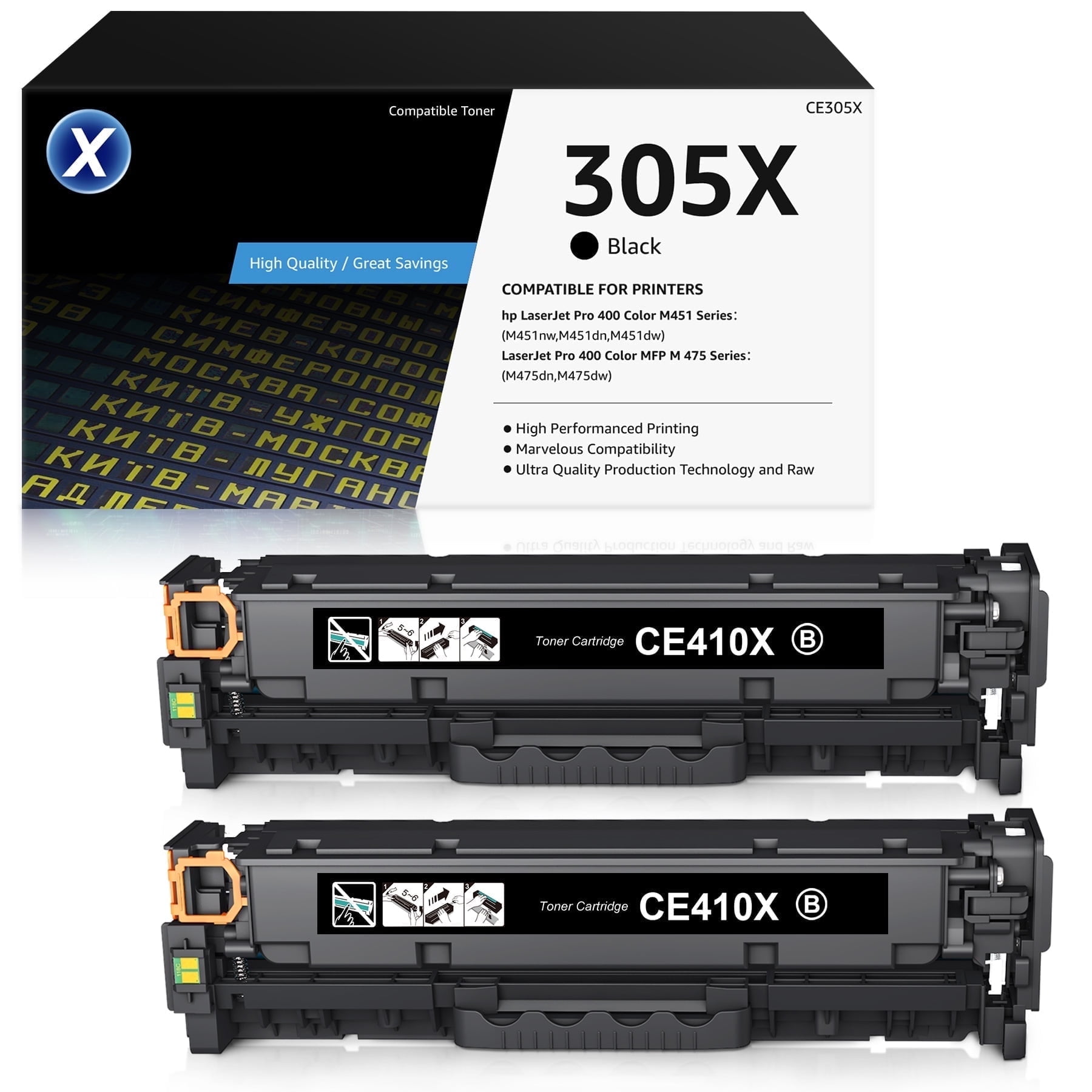Hp 305x Black 4-Pack HP 305A Toner Cartridges - Black/Cyan/Magenta
