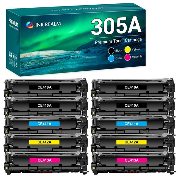 305A 305X Compatible Toner Cartridge for HP 305A CE410A Pro 400 Color MFP M451nw M451dn M451dw M475dw M475dn Pro 300 MFP M375nw M351A Replacement Printer Ink 4BK 2C 2M 2Y, 10-Pack