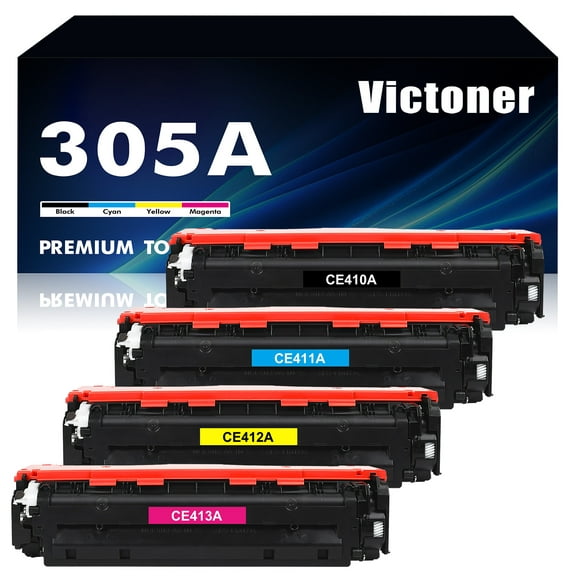 305A 305X Toner Cartridge Compatible for HP 305A CE410A 305X CE410X LaserJet Pro 400 Color M451dw M451dn 451nw M475dn Pro 300 Color MFP M375nw M351 Printer Ink (Black Cyan Magenta Yellow, 4-Pack)
