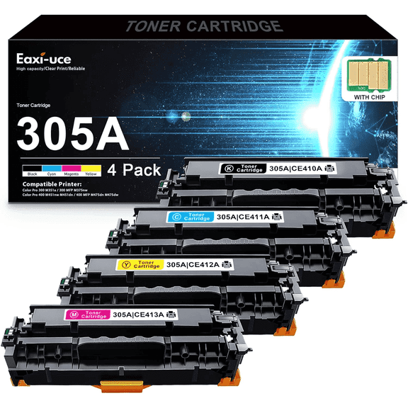 305A Compatible for 305A 305X CE410X CE410A Toner Cartridges for Pro m451nw M351A Printers (4 Pack)