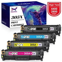 305X 305A Toner Cartridge Replacement for HP 305X 305A CE410X CE410A Compatible with Laserjet Pro 400 Color M451dw M451dn M451nw MFP M475dw M475dn M375nw Printer(Black, Cyan, Magenta, Yellow)