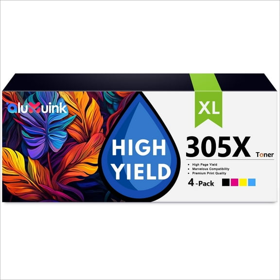 305X Toner Cartridge 4 Pack Compatible for HP 305X CE410X CE411X CE413X CE412X For Laser Pro 300 M351a MFP M375nw; 400 M451 MFP M475 Series Printers | Black, Cyan, Magenta, Yellow