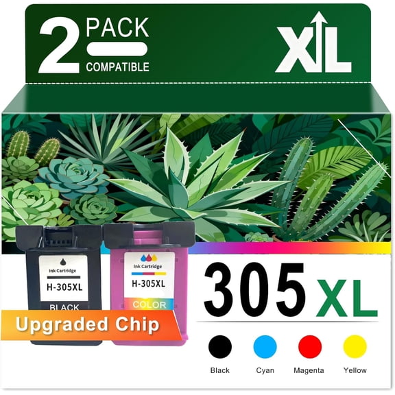 305XL Ink Cartridge Compatible for HP 305 XL 3YM62A 3YM63A Ink Use for DeskJet 2710 2720 4110 4120 6420 Deskjet Plus Inkadvantage 4175 4178 6078 6478 1216 2336 Printers 1set