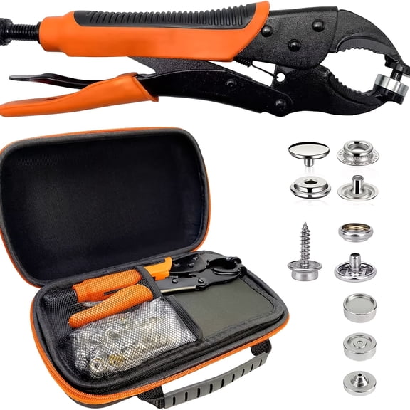 305pcs Heavy Duty Snap Fastener Tool Kit | Adjustable Snap Setter + Magnetically Metal Snap Pliers, 80 Sets Snaps | For Boat Cover, Canvas, Tarps, Sewing - Repair & Replace Metal Snaps