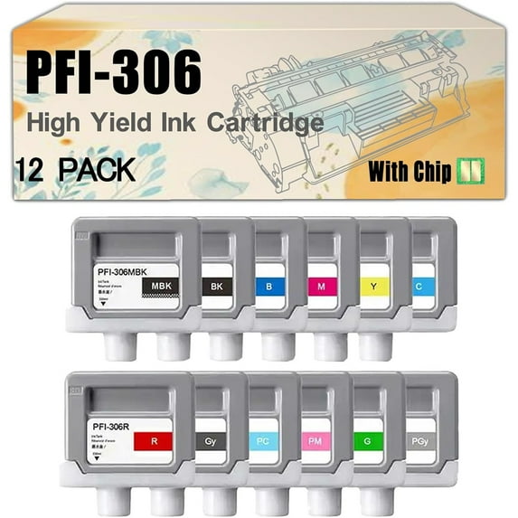 306 PFI306 PFI-306 Ink Cartridge Compatible for Canon IPF8400 9400 8410 9410 8410S 9410S Printers Yellow*1