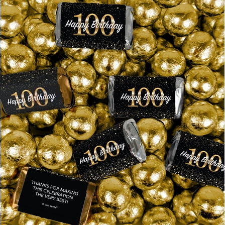 306 Pcs 100th Birthday Candy Milestone Elegant Birthday Bash Assorted Wrapped Chocolate Miniatures and Milk Chocolate Gold Foil Ball Mix (4.86lb)