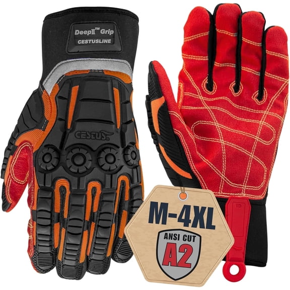 3075, Coarse Palm Heavy Duty Work Gloves, ANSI A2 Cut Resistant Impact Gloves for Extrication Construction Demolition