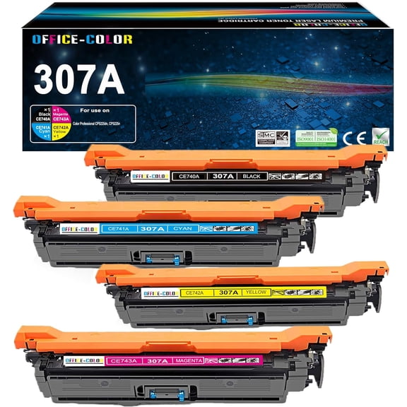 307A Toner Cartridge 4 Pack Replacement for HP 307A Works with HP Color Professional CP5225 CP5225n CP5225dn Printer Toner (Black Cyan Magenta Yellow)