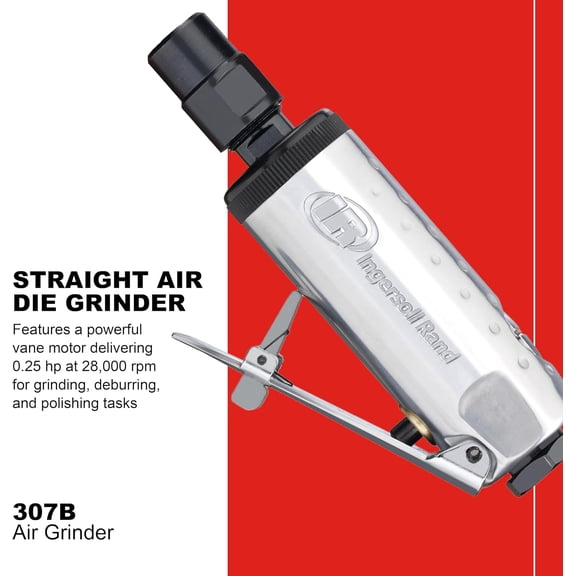 307B 1/4” Air Die Grinder, Straight, 28,000 RPM, 0.25 , Ball Bearing Construction, Safety Lock, Aluminum Housing, Lightweight Power Tool