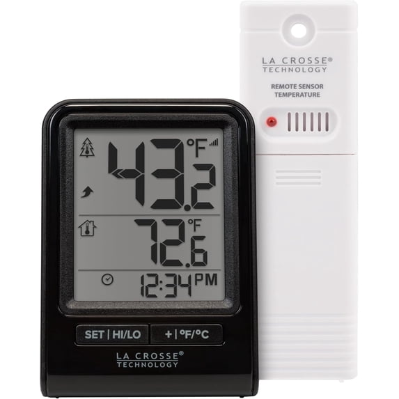 308-1409BNH-CBP Battery Operated Wireless Digital Thermometer - Black