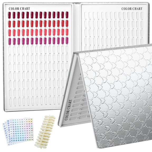 308 Colors Nail Display Swatches Book with 360 Tips for Nail Polish UV Gel Color Cards Nail Salon Tool Sample Display Nail Art for Nail Salons, DIY Nail Art at Home (Sliver)