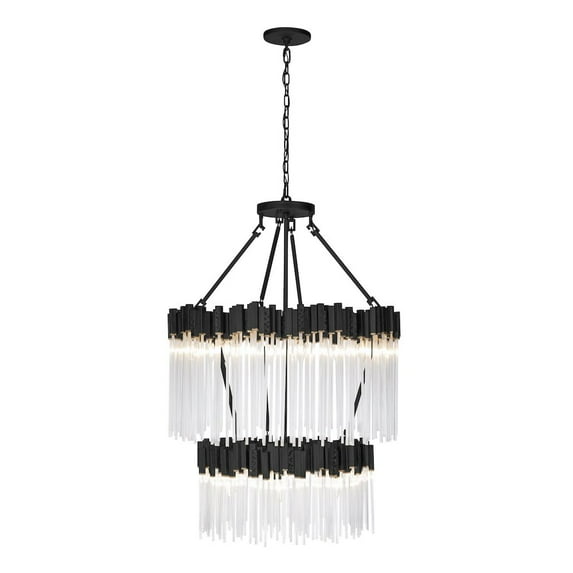 Varaluz Matrix 14-Lt 2-Tier Chandelier - Matte Black/French Gold