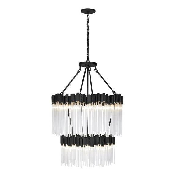 Varaluz Matrix 14-Lt 2-Tier Chandelier - Matte Black/French Gold