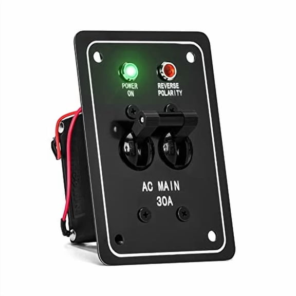 30A 120V AC Main Circuit Breaker Panel, Green Power & Red Polarity LED, Corrosion-Resistant, for Marine, Yacht, RV Applications$$Watercraft