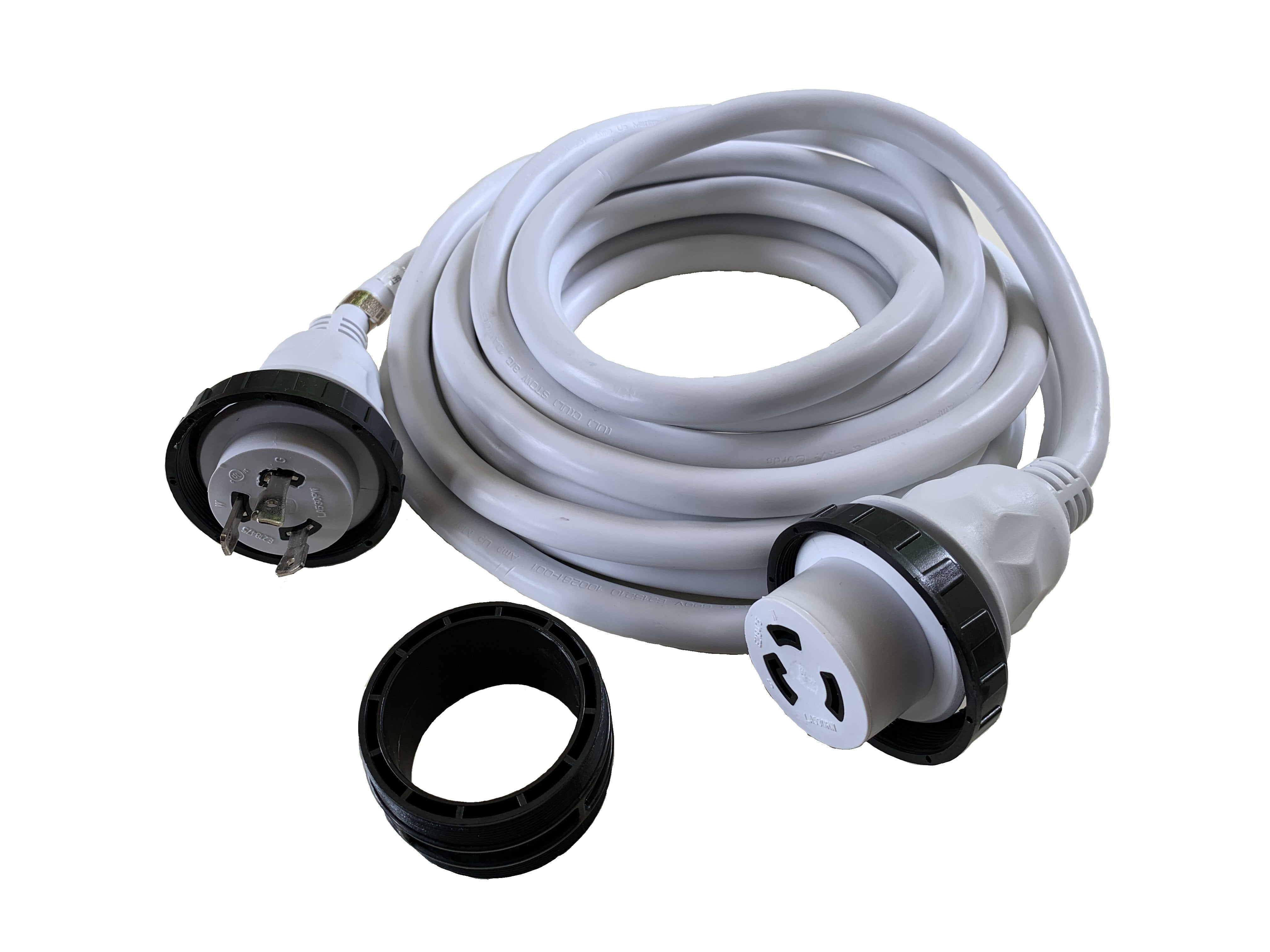 30A 125V Marine Shore Power Boat Cord Cable 50', White 22315
