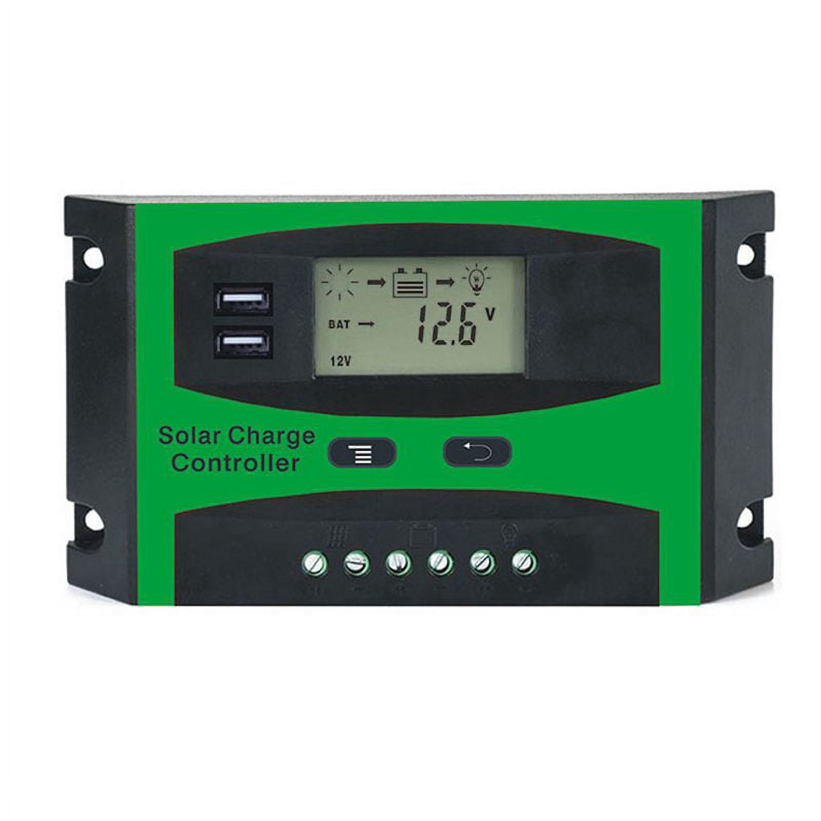 30A 12V 24V Solar Controller LCD Function Dual USB Charge Regulator