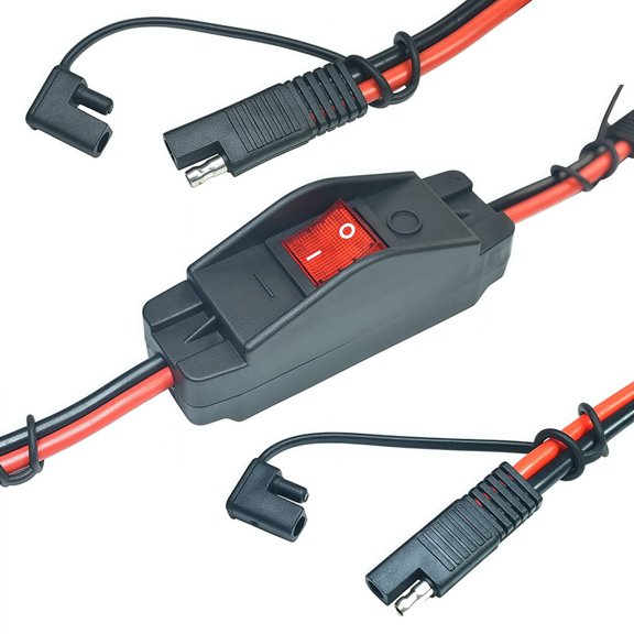 30A 12V SAE Converter Cable with on/Off Switch, 10AWG 2-Pin SAE to SAE Wire Harness Quick Connect with Dust Cap
