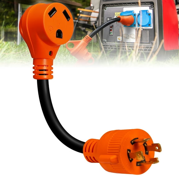30A to 30A RV Power Adapter Cord Plug [NEMA TT-30R Female to L14-30P Male] [Dogbone Style] [EZ Grip] [Max 3750W @125V][ETL Approved] [LED] [10/3 STW Cord & Copper Wire] for Generator Trailer Camper