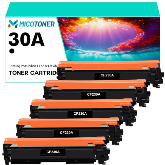 30A 30X Toner Cartridge Compatible for HP CF230A 30A CF230X 30X Laserjet Pro M203dw MFP M227fdw M203dw M227fdn M203dn M227sdn M203d M227 M203 Series Printer Ink (Black, 5-Pack)