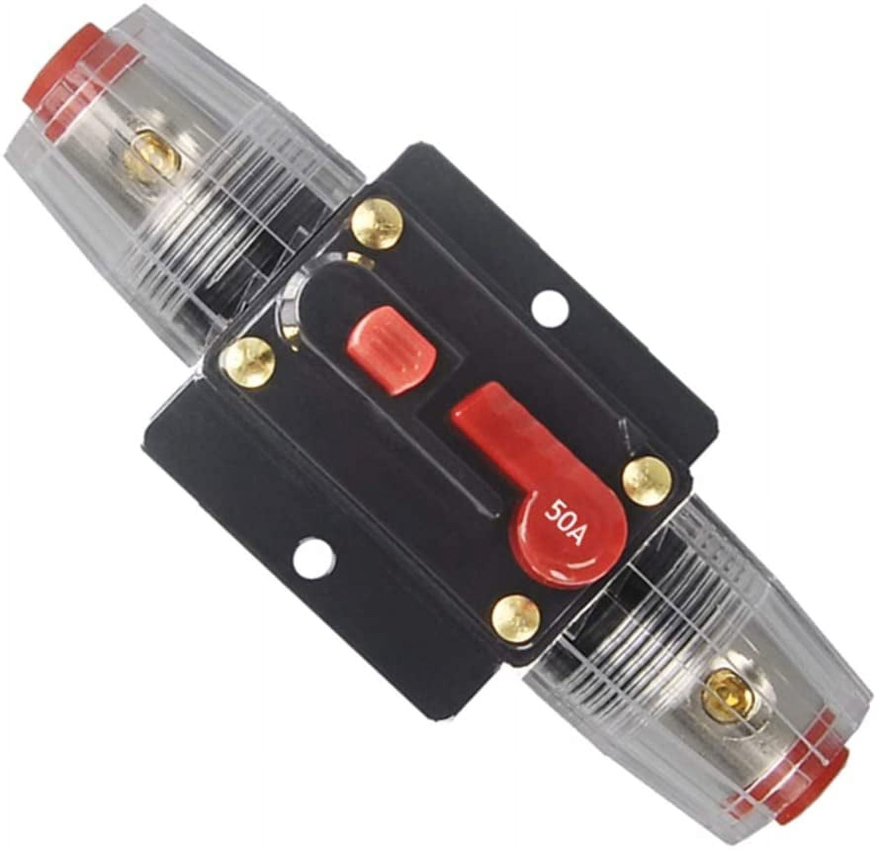 30A 40A 50A 60A 80A 100A 150A Audio Circuit Breaker Auto Car Stereo Inline Fuse Holders Inverter, Manual Reset 12V-24V DC for Automotive Marine Boat Audio System Protection