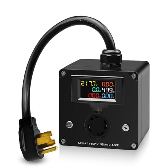 30A AC Power Meter Fit for 240V NEMA 14-50P to L14-30R Outlet Monitor, Multifunction Energy Monitor Voltage Current Frequency Power Factor$$Tools & Hardware Other