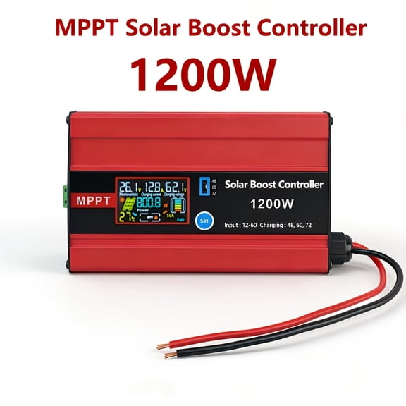 30A Boost MPPT Solar Charge Controller 72V/60V/48V, 1200W Solar Controller with LCD,Output Max 15A for LiFePO4/Lithium/Lead Acid Battery for RV/Solar System/Golf Cart,Smart Cooling & Full Protection