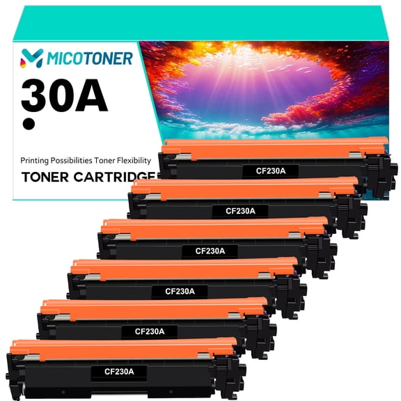 30A CF230A Toner Cartridges Compatible for HP CF230A 30A CF230X 30X HP Laserjet Pro M203dw MFP M227fdw M203dw M227fdn M203dn M227sdn M203d M227 M203 Series Printer Ink (Black,6-Pack)