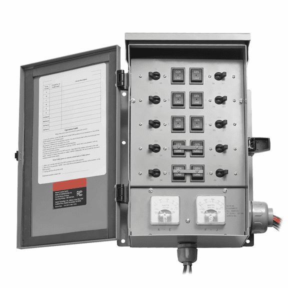 30A Generator Transfer Switch - 7500W Manual Transfer Switch Kit NEMA 3R - 120/240V - 10 Circuit - Power Input Box Included