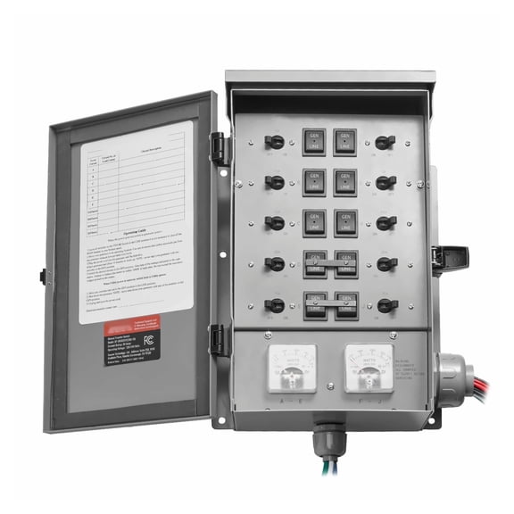 30A Generator Transfer Switch - 7500W Manual Transfer Switch Kit NEMA 3R - 120/240V - 10 Circuit - Power Input Box Included