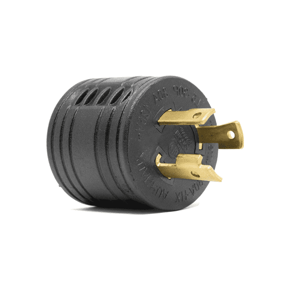 30A L5-30P male connector to TT-30R female generator RV adapter - 125V 3600W 3-pin rotating lock plug, portable compact caravan trailer camper van (black)