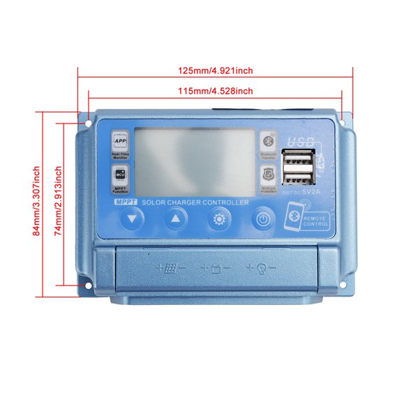 30A MPPT Bluetooth APP Solar Charge Controller Charger Fits for 12V-60V Battery Blue
