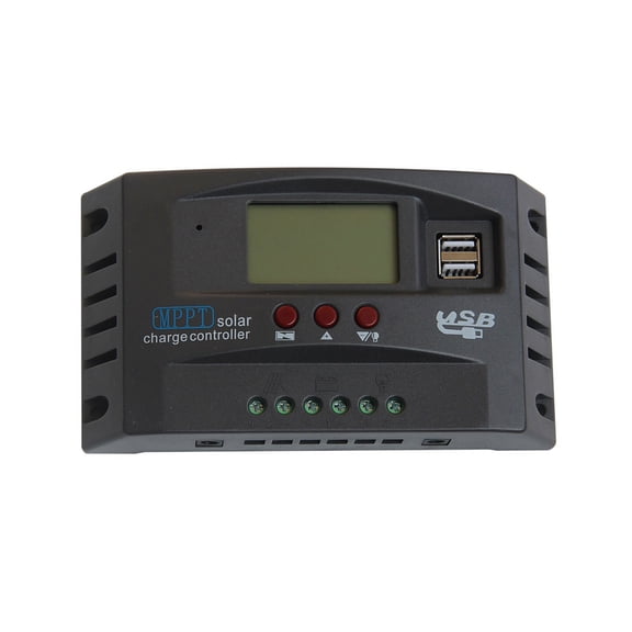 30A MPPT Solar Charge Controller, 12V/24V Auto Tracking Solar Panel Regulator with Dual USB Port LCD Display 3 Timer Setting for Lead-Acid Lithium LiFePO4 Batteries