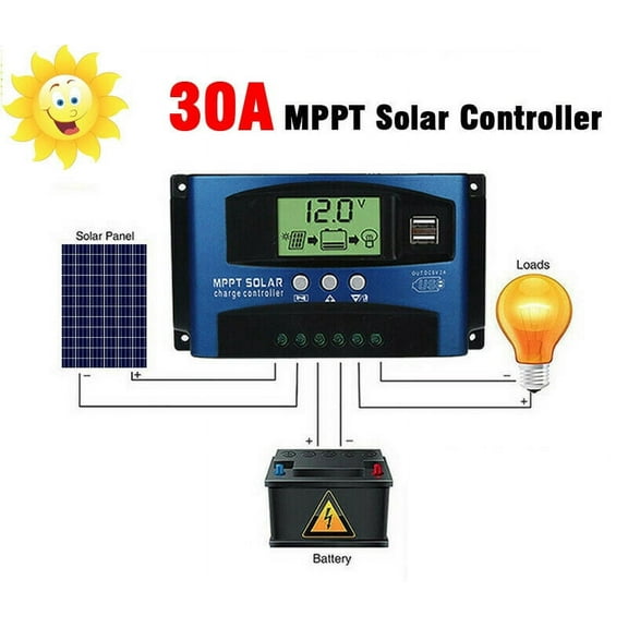 30A MPPT Solar Panel Regulator Charge Controller 12V/24V Auto Focus Tracking