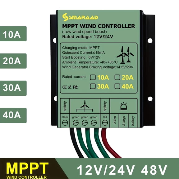 30A MPPT Wind Turbine Charging Controller 48V, Off-grid Boost Small Wind Power Generation Controller, Suitable for Home Small Wind Turbine System.