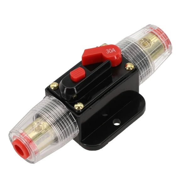 30A Manual Reset Circuit Breaker 12-24V Inline Fuse Holder with Overload Protection for Car Audio, RV, Marine, and Truck Applications