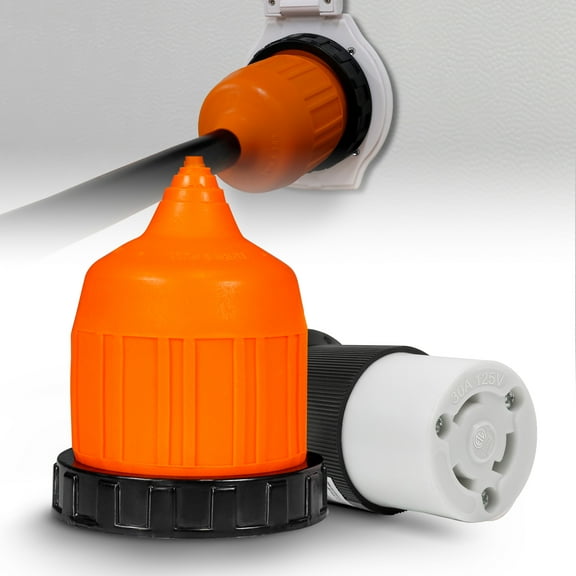 30A RV Power Cord Connector Kit w/ Cord Boot Protector & Receptacle [NEMA L5-30R 125V] [Twist-Lock] [3/14AWG Power Wire Compatible] [ETL Approved] for Boat Trailer