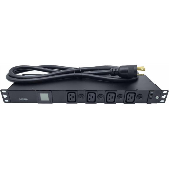 30A Rack Mount PDU, L6-30P Input Power Distribution Unit with 12 C13 & 4 C19 Outlets, 7200W 1U 19 Inch Horizontal Rack Mount Power Strip with Overload and LCD Display