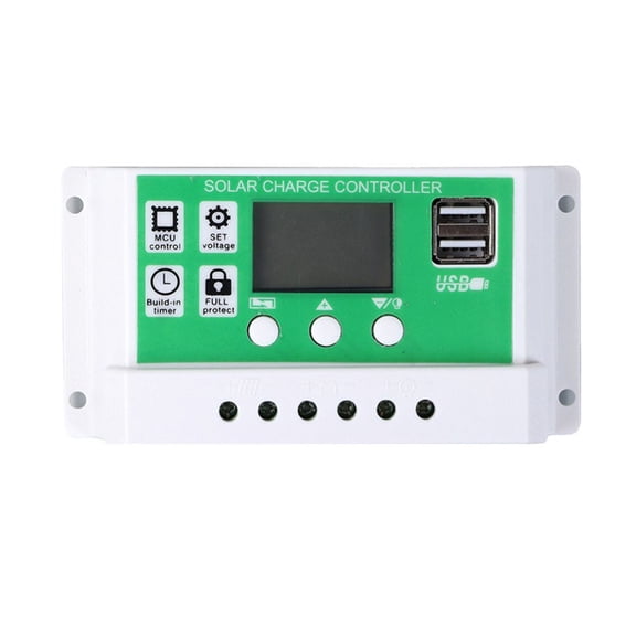 30A Solar Charge Controller 12V 24V PWM Dual USB Port LCD Display