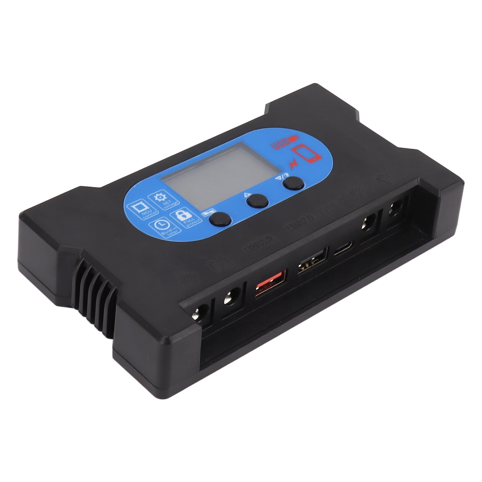 30A Solar Charge Controller, Fast Charging With Dual USB And Type C