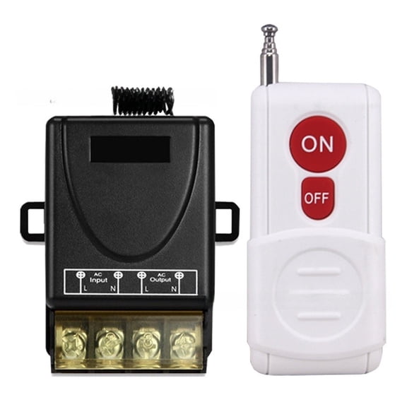 30A Wireless RF Remote Control Switch, AC 90-250V High Power Relay Receiver, 1000M Long Range For Motors Pumps, Self-Lock Interlock Momentary Modes, Flame Retardant PC