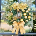 thumbnail image 1 of 30CM Christmas Wreath with LED Lights, Red Gold Door Decoration for Indoor Outdoor, Plastic Material with Battery Power, Festive Home Decor for Entryway and Holiday Season, 1 of 7
