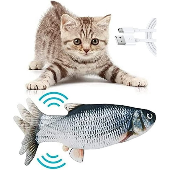 30CM Rechargeable realistic simulation grass carp crawling electric cat bite toy