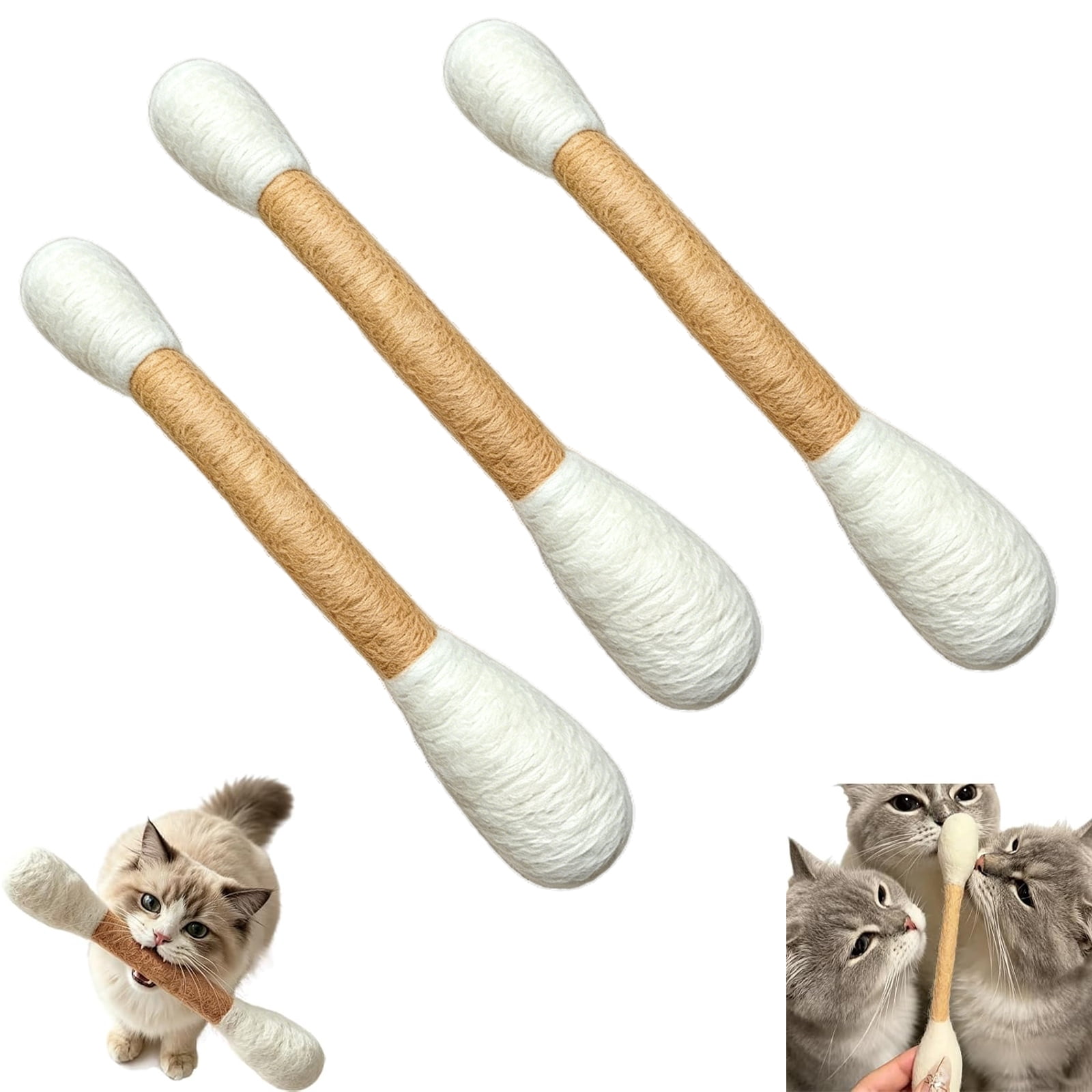 30CM Swabs Large Size Cat Toys with Catnip, Interactive Cotton Cat Toy Chew Sticks for Indoor Relieves Anxiety (6PC)