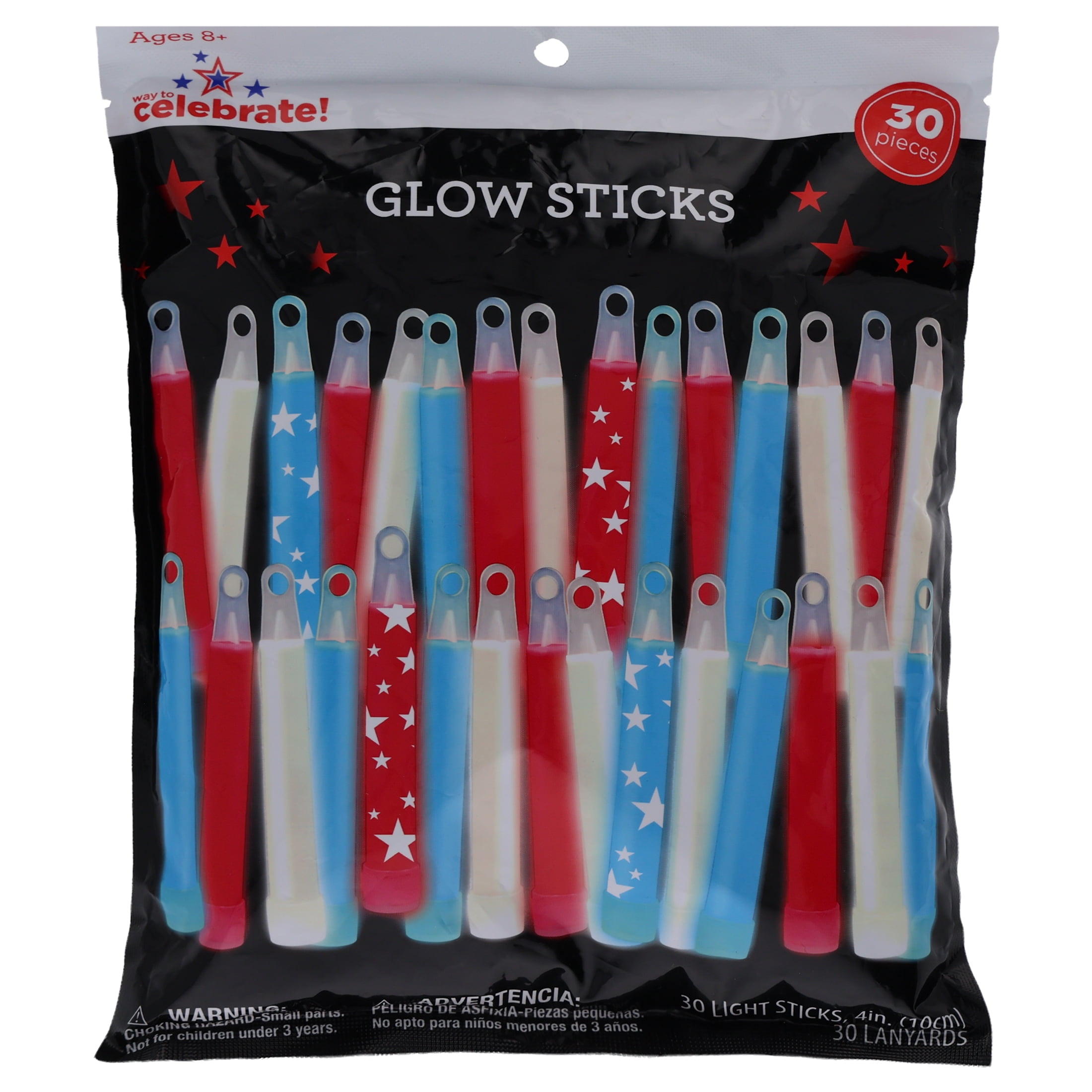 Glow Sticks, Red/White/Blue, 30 Count, Patriotic by Way To Celebrate