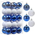 thumbnail image 1 of 30CT Christmas Balls Ornaments, 2.36 Inch Colored Shatterproof Plastic Decorative Baubles for Xmas Tree Decor, Blue & White, 60mm, 1 of 7