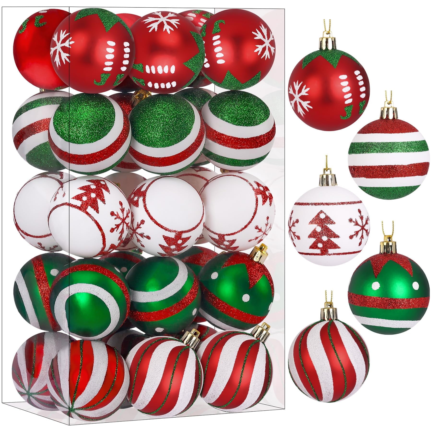 30CT Christmas Balls Ornaments, 2.36 Inch Colored Shatterproof Plastic