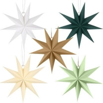 30Cm Folding Paper Star Decorations, 5 Pieces For Party Hanging, Lightweight And Easy To Display