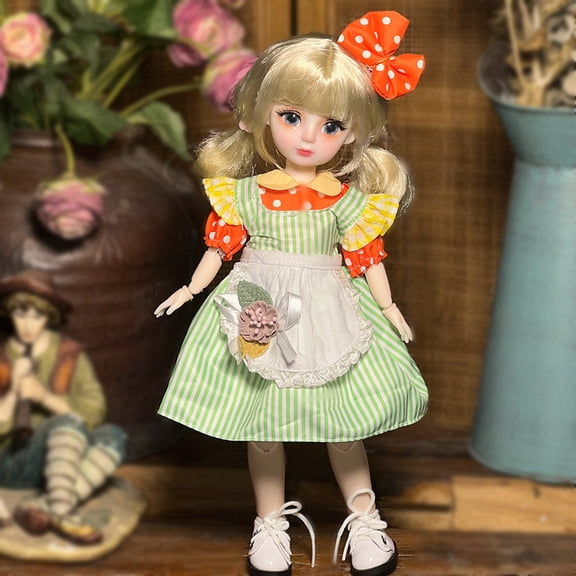 30Cm Loli Doll Dress-Up Complete Set With Exquisite Custom Design 20 Articulated Joints For Flexible Poses From Head To Toe Including Elbows Knees And Wrists, Hand-Painted Lip