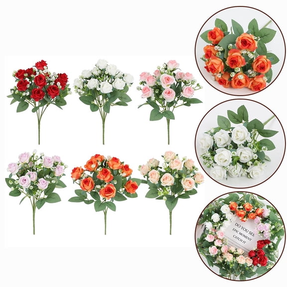 30Cm Rose Silk Artificial Flowers Small Bouquet 10 Head Fake Flower Valentine\'S Day Wedding Decoration Indoor Flore Diy Supplies Orange